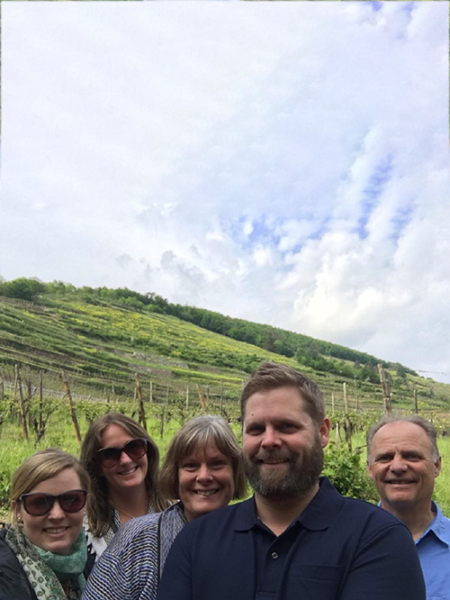 Group in vineyard
