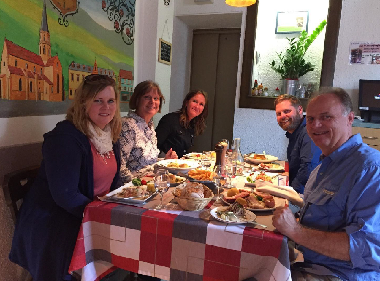 Group of people eating at a restaurant in Germany